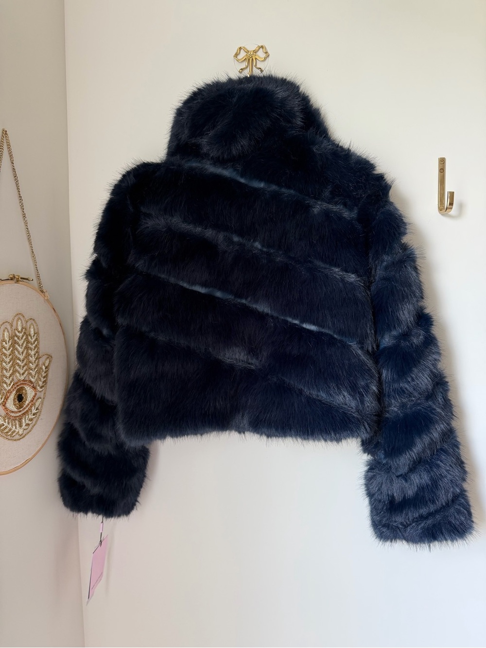 Avec Les Filles navy blue Faux mink Fur Jacket - Picture 5 of 9